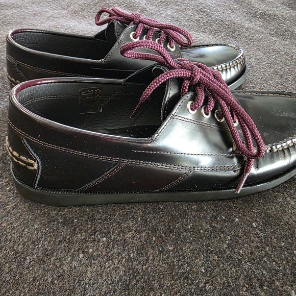 Men's Black Leather Boat Shoes - Picture 5 of 8